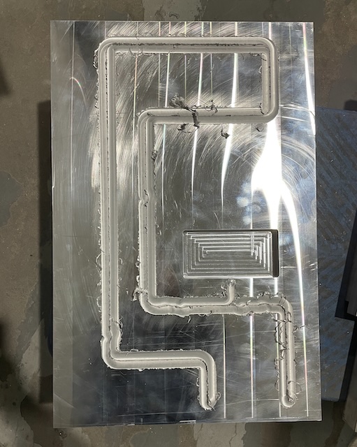 Custom serpentine aluminum cold plate for FSW evaluation Custom serpentine aluminum cold plate for FSW evaluation