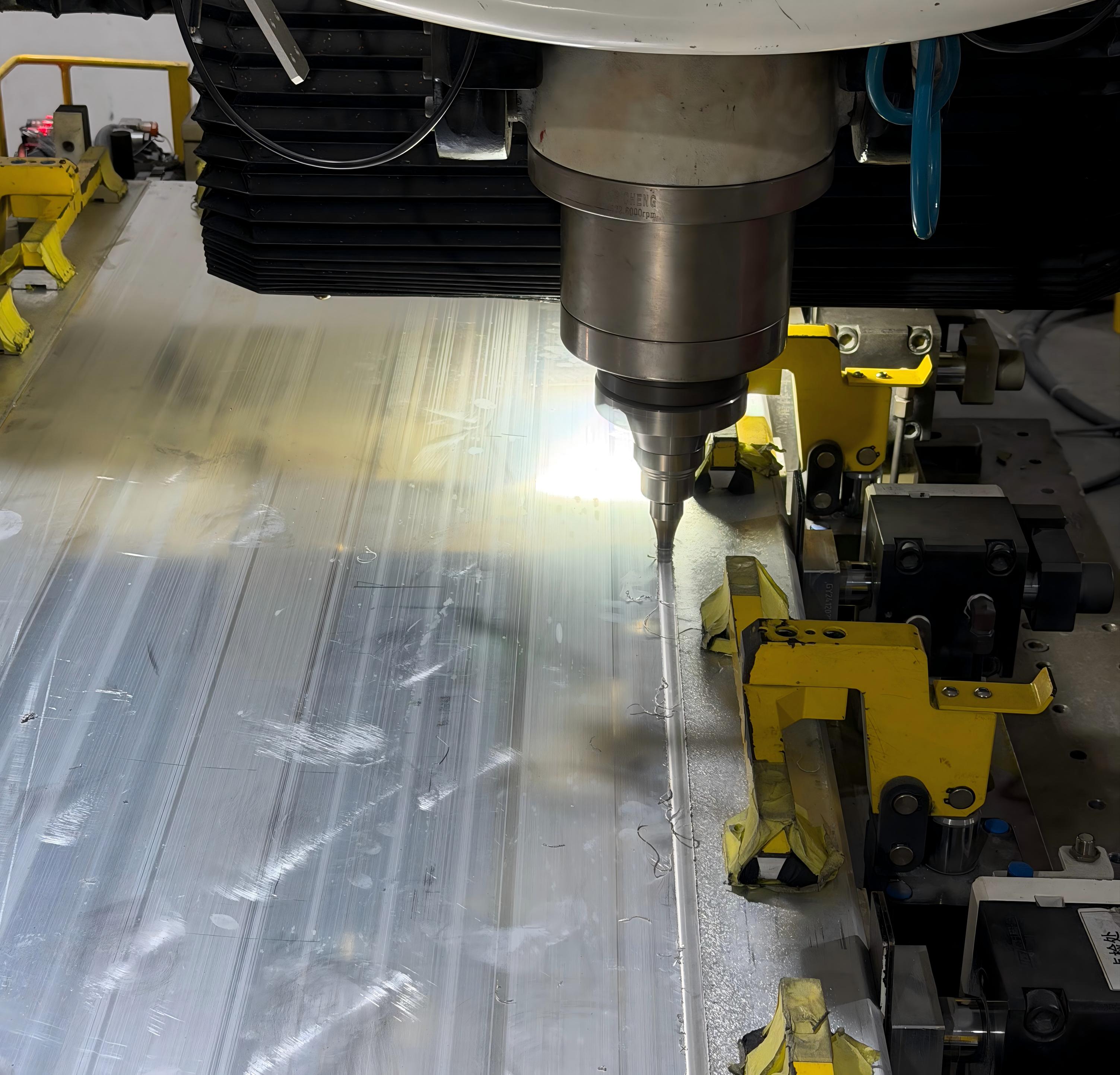 Friction stir welding of an aluminum alloy plate using an industrial FSW machine