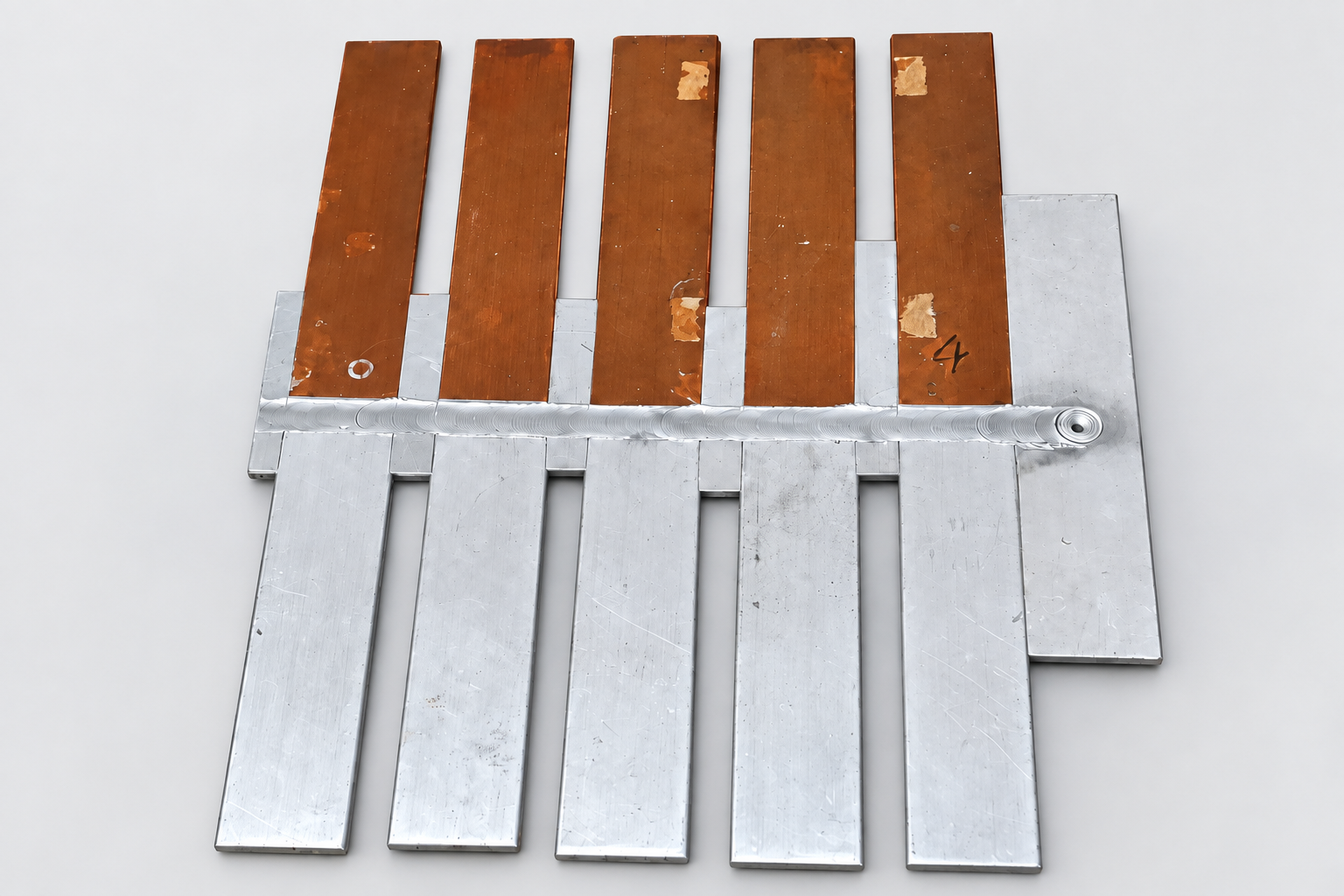 Copper-aluminum busbar friction stir welding joint