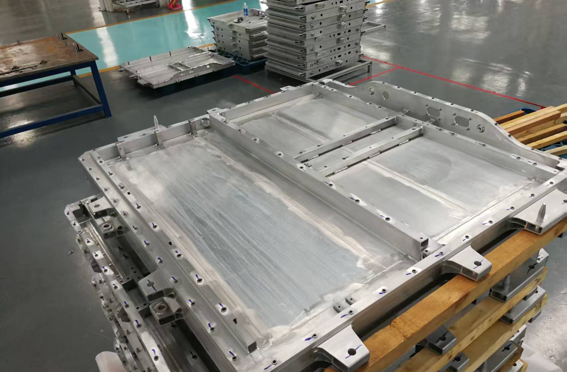Friction stir welded aluminum EV battery tray